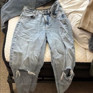 Women's Light Blue Distressed Jeans